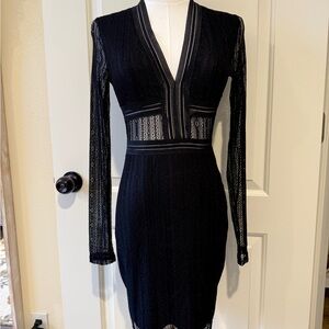 Nasty Gal Sexy Chic Bodycon Black Long Sleeve Dress V Neck